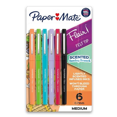 Paper Mate Sunday Brunch Scented Flair Pen Medium Point Assorted Ink 6/Pack (2125407)