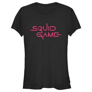 Juniors Womens Squid Game Logo Pink T-Shirt - 1 of 4