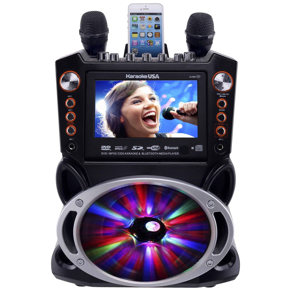 Photos - Audio System Karaoke USA Complete Bluetooth Karaoke System with LED Sync Lights (GF846)