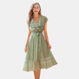 Women's Elegant Ruffle V-Neck Chiffon Maxi Wedding Guest Dress - Cupshe - 1 of 4