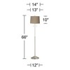 360 Lighting Abba Modern Floor Lamp Standing 66" Tall Brushed Nickel Silver Metal Natural Linen Drum Shade for Living Room Bedroom Office House Home - 4 of 4