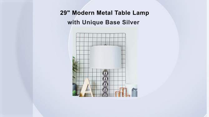 29&#34; Modern Metal Table Lamp with Unique Base Silver - Ore International, 2 of 5, play video