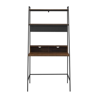 Open Storage Ladder Bookshelf, Ladder Bookcase With Drop Down Desktop