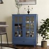 TIRAMISUBEST Modern Buffet Cabinet w/ Glass Doors & Drawer - Wooden Storage Sideboard for Dining & Living Room - 4 of 4