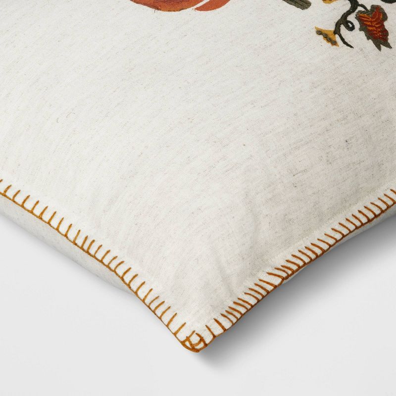 Printed Pumpkin with Blanket Stitch Edge Lumbar Throw Pillow Light Beige - Threshold&#8482;, 5 of 11