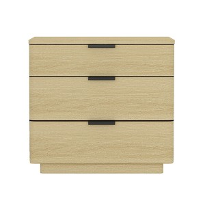 Gulches 26" Payton 3-Drawer Nightstand, Natural Oak Finish, Metal Handles & Pedestal Base, MDF Bedside Table for Bedroom (26"L x 20.1"D x 24"H) - 1 of 4