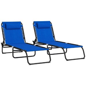 PAGED Folding Lawn Chair Camping Chair with Pillow Steel Frame, Breathable Mesh for Camping, Garden, Beach, Patio - 1 of 4