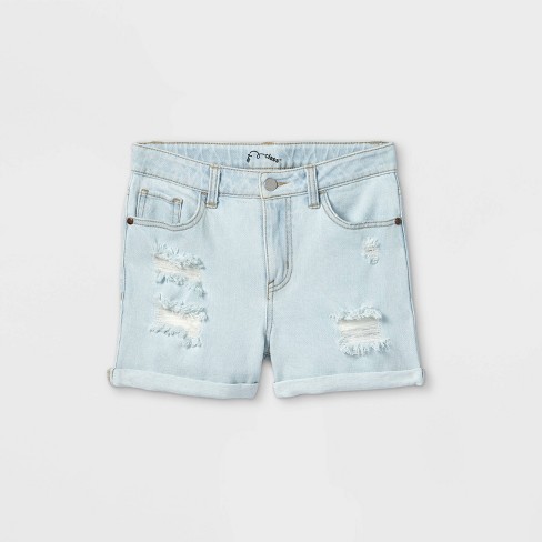 Girls Rolled Hem Jean Shorts Art Class Light Blue Target