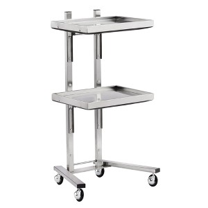 NAYSAYE Salon Rolling Dolly Stainless Steel Foldable Design with Double Storage Tray for Beauty Spa, Silvery, 15.75"*11.8"*33.86" - 1 of 4