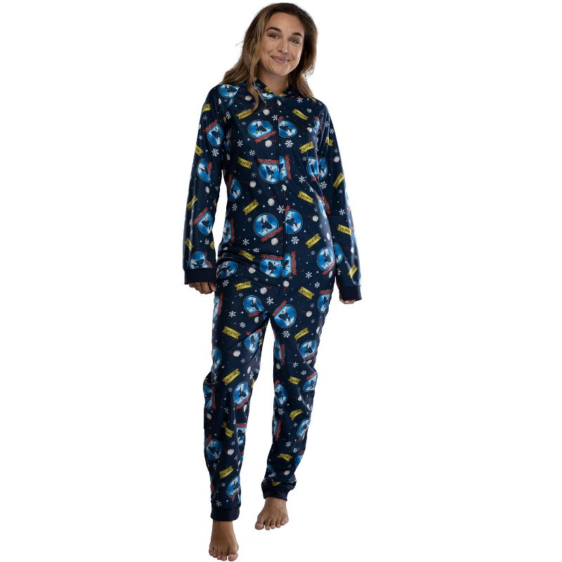 Polar Express Adult Believe Hooded One-Piece Footless Sleeper Union Suit, 2 of 8