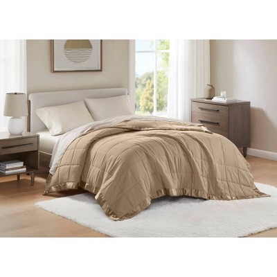 Twin Brown Down Alternative Blanket with Satin Trim
