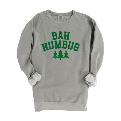 Simply Sage Market Women's Garment Dyed Graphic Sweatshirt Bah Humbug Trees