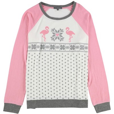 P.J. Salvage Womens Pink Flamingos Pajama Sweater