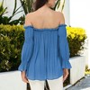Anna-Kaci Women's Semi Sheer Boho Off The Shoulder Layering Top for Casual Looks - 3 of 4