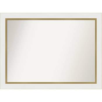 43" x 32" Non-Beveled Eva White Gold Wall Mirror - Amanti Art