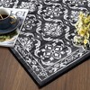 Modern Rugs Floral Print Mat Non-Slip Boho Low Pile Non-Shedding Carpet, 2' x 8' Black Gray - 4 of 4