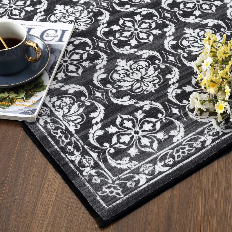 WhizMax Modern Rugs Floral Print Mat Non-Slip Boho Low Pile Non-Shedding Carpet, 5 of 10