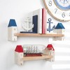 Set of 2 Wood Light House White Washed Wall with Red and Blue Accents - Olivia & May: Nautical Floating Shelves, No Assembly Required - 2 of 4