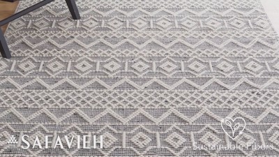 Ivory and Black Hand-Tufted Wool Runner Rug