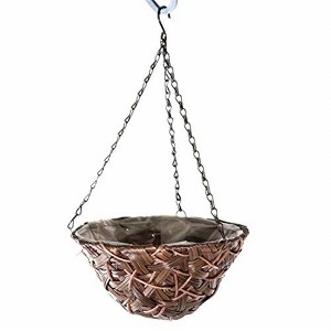 Gardener's Select Round Woven Plastic Wicker Hanging Basket, Brown - 1 of 1
