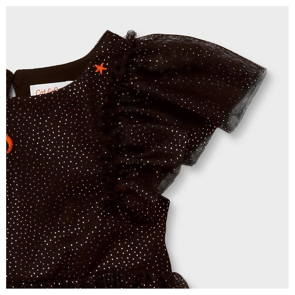 Toddler Girls' Embroidered Star & Moon Tulle Dress - Cat & Jack™ Black - thumbnail 4
