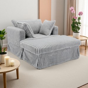 47.7" Corduroy Recliner Chair with Ottoman and Deep Seat - 1 of 4