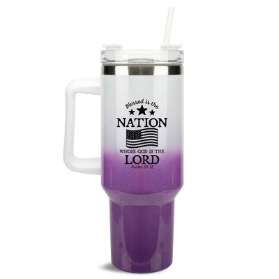 100 North Blessed Is The Nation God Is The Lord Flag Wrap-Around 40 Oz. Stainless Steel Water Bottle Coffee Mug, Spill & Leak Resistant, Travel