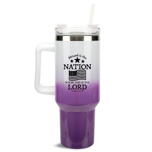 100 North Blessed Is The Nation God Is The Lord Flag Wrap-Around 40 Oz. Stainless Steel Water Bottle Coffee Mug, Spill & Leak Resistant, Travel - 1 of 4
