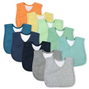 Honest Baby 10-Pack Organic Cotton 4 in 1 Reversible Bibs - 1 of 4