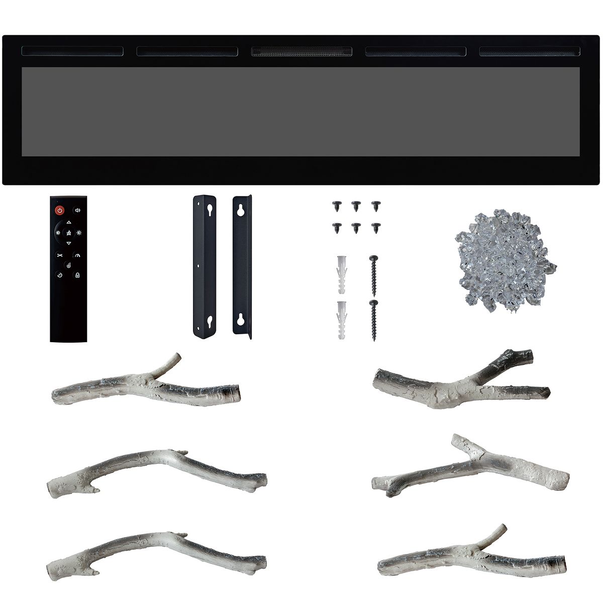 72" Smart Ultra‑Thin Electric Fireplace Insert, WiFi Alexa, 750W/1500W, Multicolor Flames, Thermostat Timer, Wall‑Recessed w/ Remote, Log & Crystal - thumbnail 3