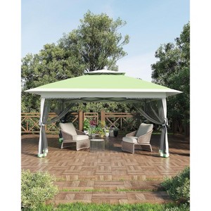 13x13 FT Gazebo Tent Outdoor Pop Up Canopy Tent with Netting, Adjustable Height Instant Gazebos for Patio Garden Backyard - 1 of 4