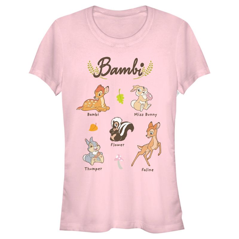 Juniors Womens Bambi Character Names T-Shirt, 1 of 5