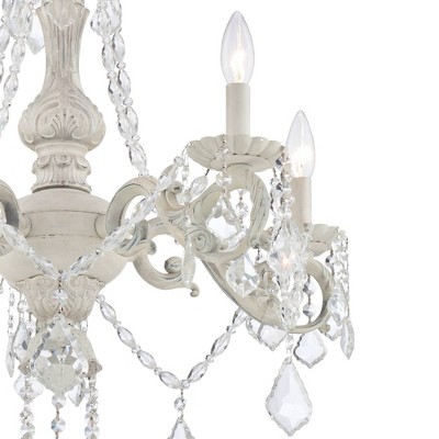 Antique White Crystal 5-Light Chandelier with Steel Frame