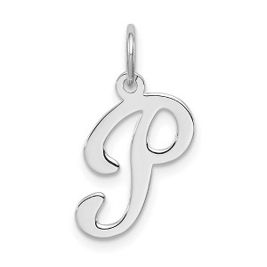 Black Bow Jewelry Sterling Silver, Sophia Collection, Small Script Initial P Pendant - 1 of 4