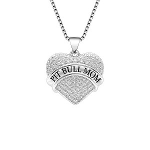 Pit Bull Mom Dog Heart Necklace Dangle Earrings Womens Clear Cubic Zirconia Ginger Lyne Collection - 1 of 4