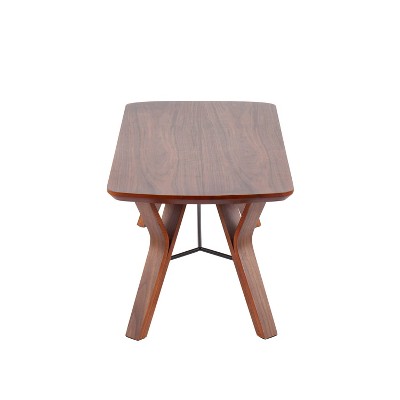 44" Walnut Wood Mid-Century Modern Bench