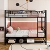 Grungis Twin Over Twin Loft Bed with Shelves and Guardrails,Modern Bunk Bed Can Divided Into 2 Beds,Loft and Bunk Bed for Bedroom - 2 of 4