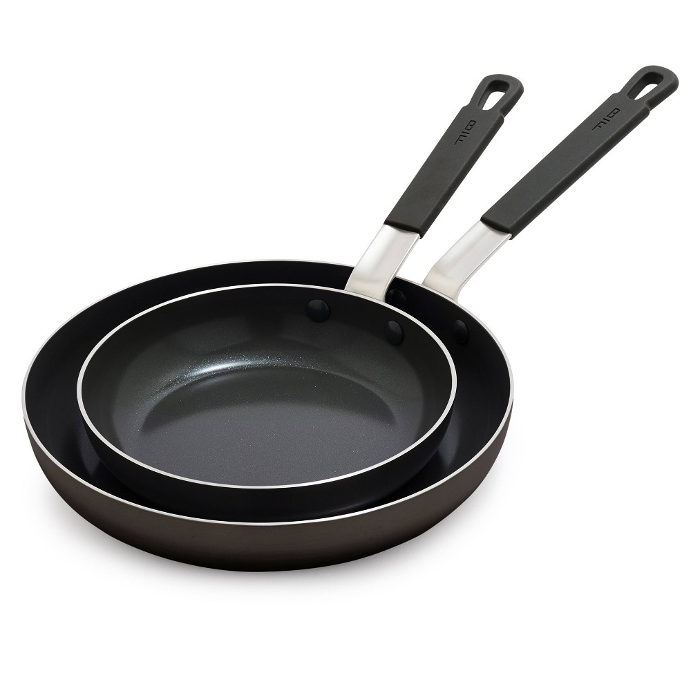 Photos - Bakeware Bobby Flay 2pk  Ceramic Nonstick Aluminum Fry Pan Set Black(8" and 10")