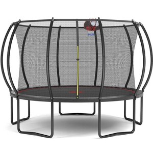 HFYee 8/12/14FT Starter Trampoline Kit Soft Basketball Board & Inflator for Ages 4+ Blue Safety Net - 1 of 4