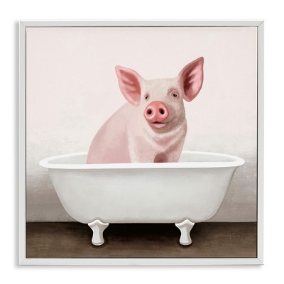 Stupell Industries Pink Farm Pig in Country Bath Tub, 24" x 24"