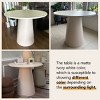 Dwen 46'' High Gloss PU Lacquer Technique Round Dining Table White Pedestal Base-Maison Boucle - 2 of 4