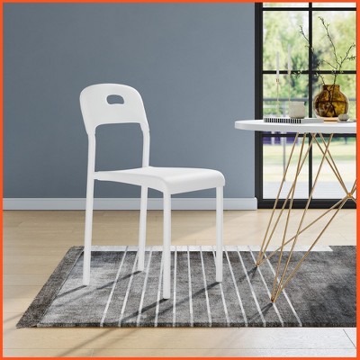 Dining Chairs Set of 4, Stackable Modern Kitchen Chairs, Plastic Dining Room Chair with Metal Legs