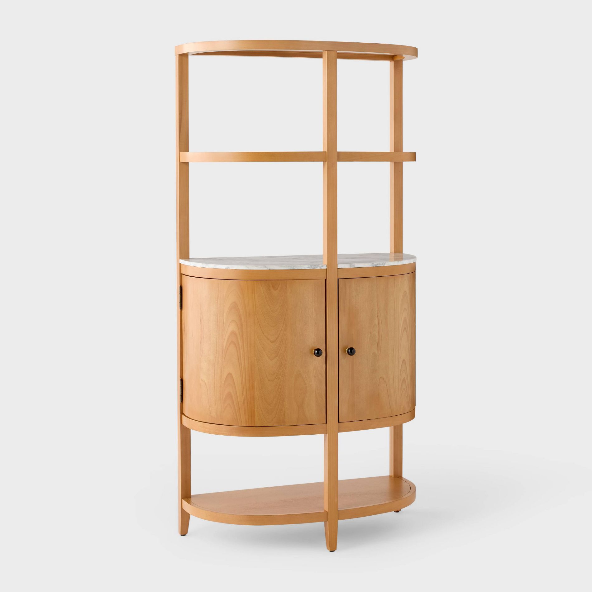 68" Tall Curved Storage Cabinet  with Shelves and Real Marble Stone - Threshold™ designed with Studio McGee