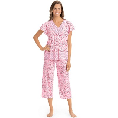 Collections Etc Border Print Capri Pajama Set