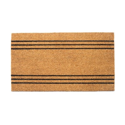 LunaLulinlk Beige Black 30x17 inch Door Decor Plain Entry Mat with Stripes Rugs