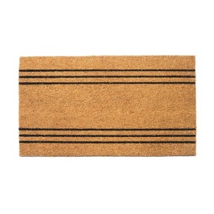 LunaLulinlk Beige Black 30x17 inch Door Decor Plain Entry Mat with Stripes Rugs - 1 of 4