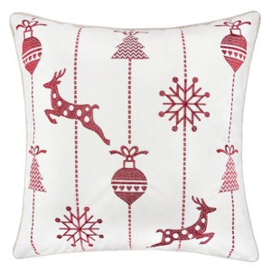 ChicFurnit Bed Pillows Christmas Reindeer and Snowflakes Pillow Velvet Decor Pillow with Zipper Cotton Pillows for Room Decoration, White, 20"*1"*20" - 1 of 4