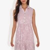 Anna-Kaci Women's Sleeveless Floral Print Shirt Dress with Button-Down Front and Tiered Hem - 2 of 4