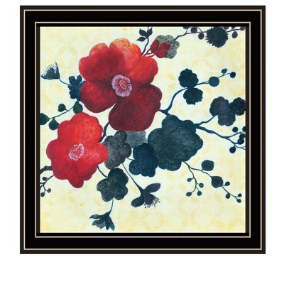 HomeRoots Japanese Blossoms Black Framed Print Wall Art