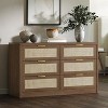 6 Drawer Dresser for Bedroom, Wide Rattan Dresser, Wooden with Gold Handles, Farmhouse Tv Stand Entryway Table, Modern Chest of Drawers for room - 3 of 4